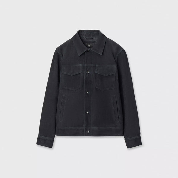 RAG & BONE Suede Trucker Jacket in Navy