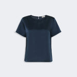 WEEKEND MAX MARA WKDGilbert Satin Crewneck T-Shirt in Navy