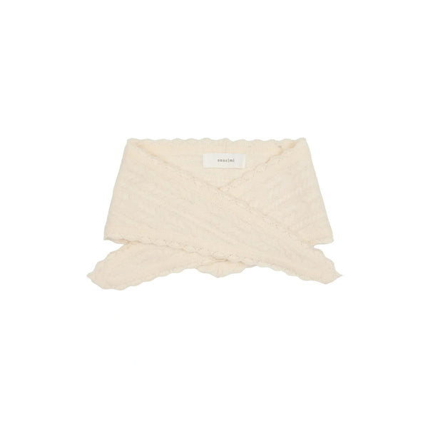ANNE-MI Meadow Merino Wool Triangle Scarf in White Sand