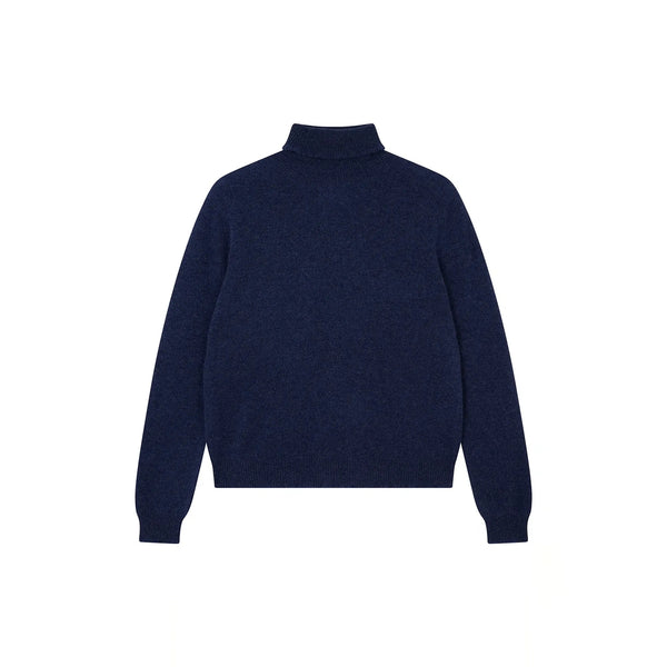 JUMPER 1234 Distressed Roll Collar Cashmere Jumper in Atlantic Deep