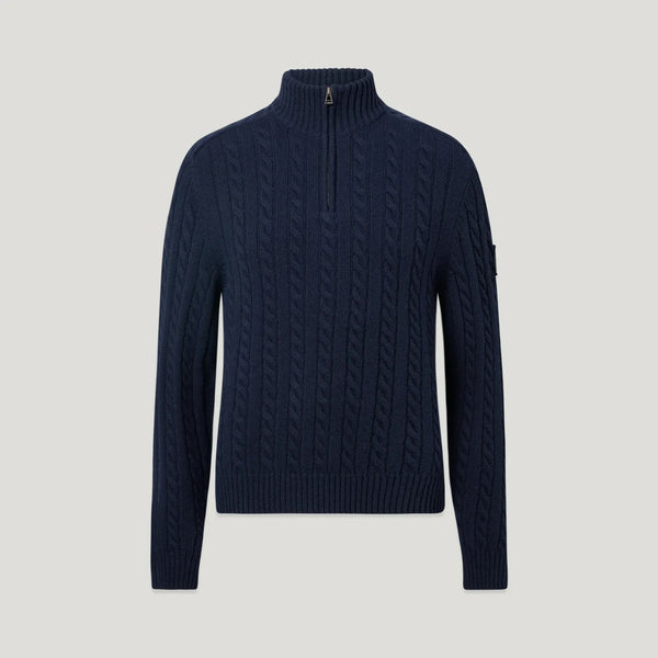 BELSTAFF Westport Quarter Zip Jumper in Dark Ink