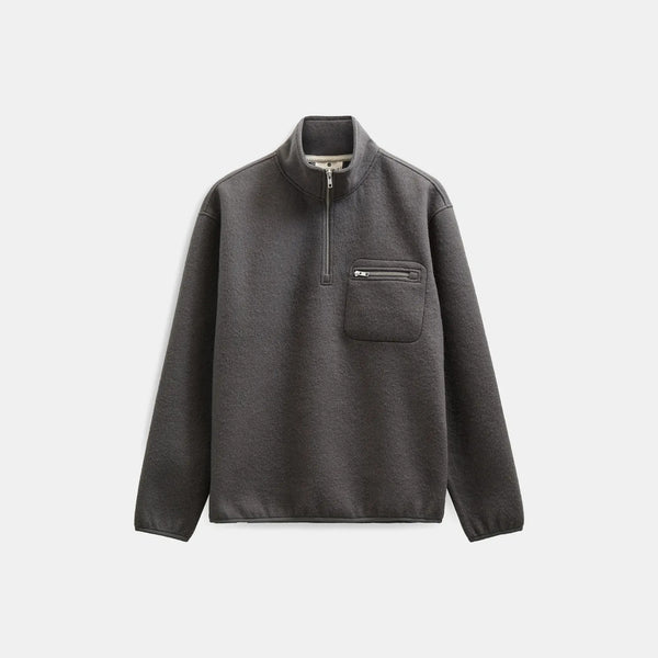 ANERKJENDT Aktoni Half Zip Boiled Wool Jumper in Magnet