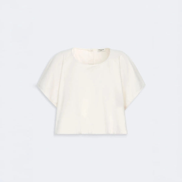 WEEKEND MAX MARA WKDForte Cropped Cotton Blouse in Ecru