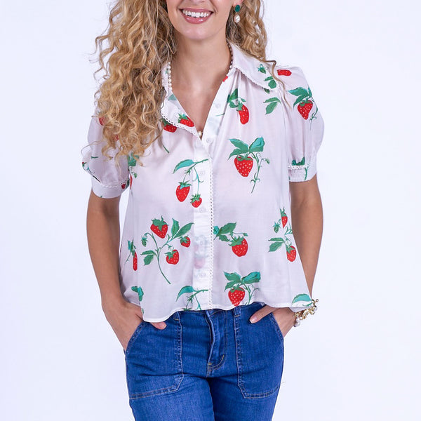 NEW DAY ORIGINALS Paddington Rayon Blouse  in Strawberry