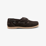 LOAKE Padstow 2 Eyelet Suede Boat Shoes in Dark Brown