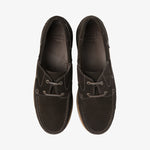 LOAKE Padstow 2 Eyelet Suede Boat Shoes in Dark Brown