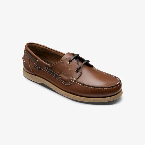 LOAKE Padstow 2 Eyelet Waxy Boat Shoes in Brown