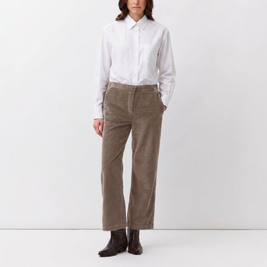 DIEGA Pantero Jumbo Cord Crop Trousers in Camel