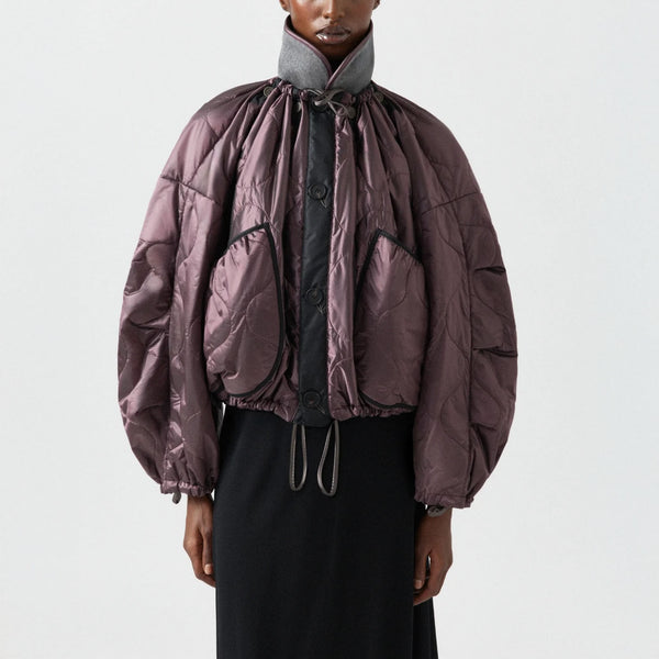 MARFA STANCE Parachute Quilted Bomber  in Granite/Amethyst