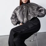 MARFA STANCE Parachute Quilted Bomber  in Granite/Amethyst