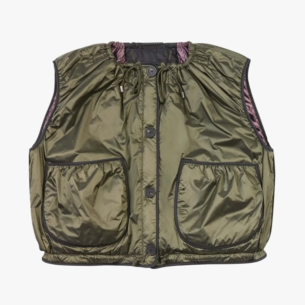 MARFA STANCE Parachute Vest in Dark Olive/Granite/Amethyst