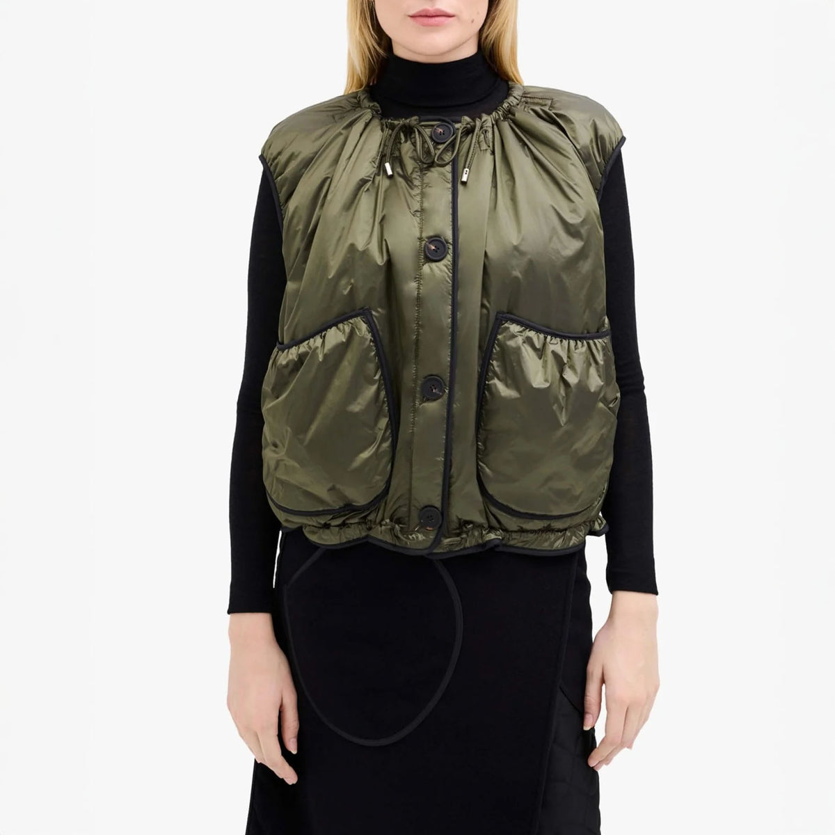 MARFA STANCE Parachute Vest in Dark Olive/Granite/Amethyst