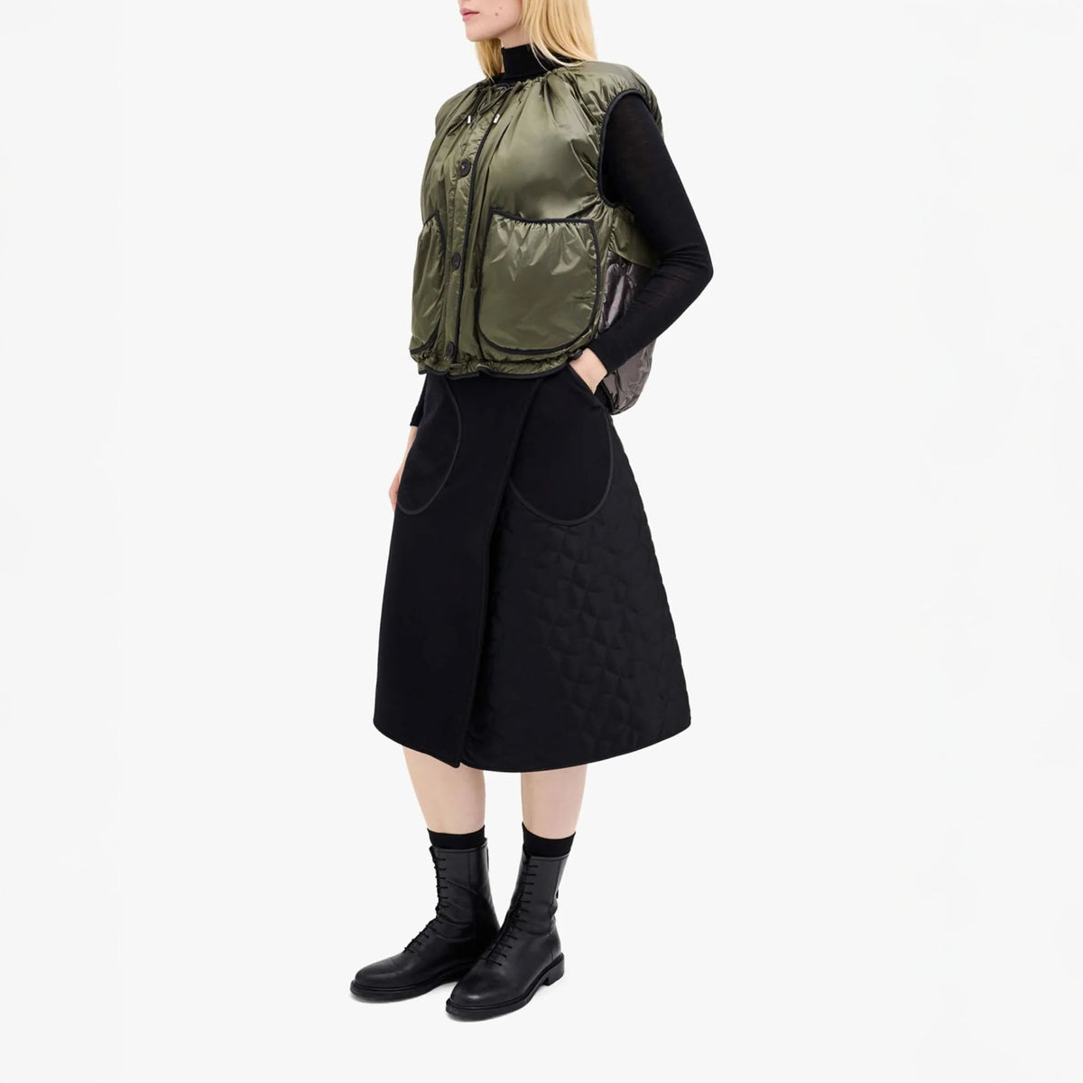 MARFA STANCE Parachute Vest in Dark Olive/Granite/Amethyst