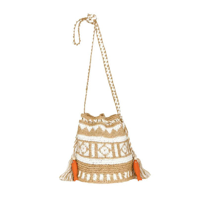 M.A.B.E Pari Raffia Pouch in Natural/Ecru