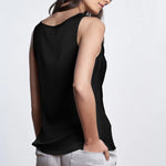 SILK95FIVE Paris Cowl Neck Top in Noir