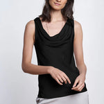 SILK95FIVE Paris Cowl Neck Top in Noir