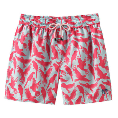 PINK HOUSE MUSTIQUE Parrot Swim Shorts in Coral/Turquoise