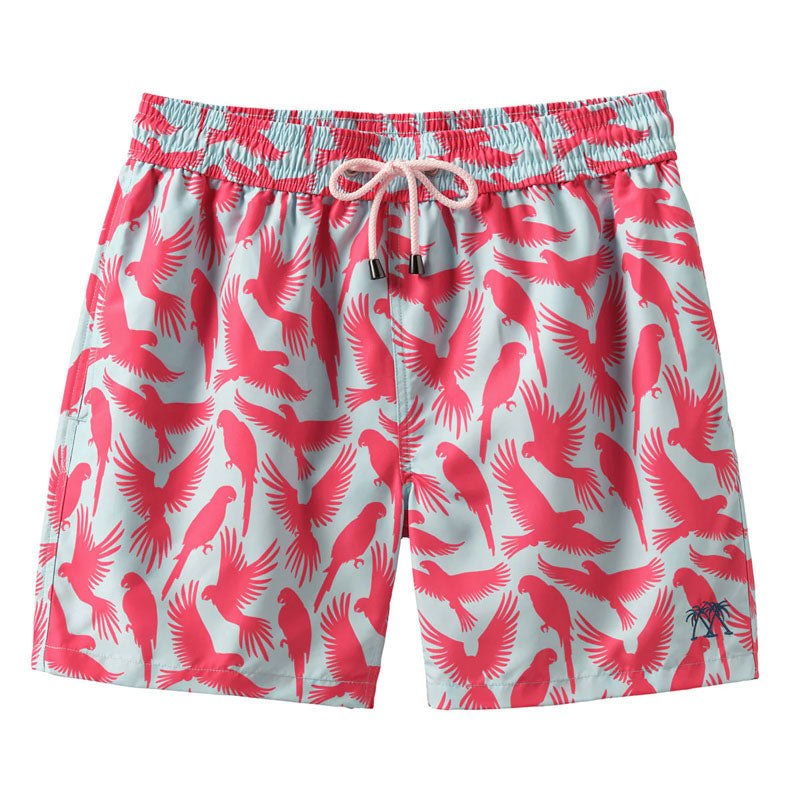PINK HOUSE MUSTIQUE Parrot Swim Shorts in Coral/Turquoise