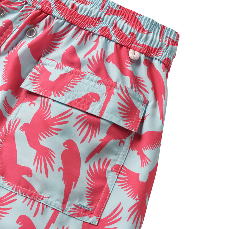 PINK HOUSE MUSTIQUE Parrot Swim Shorts in Coral/Turquoise