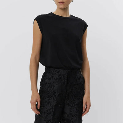 DAY BIRGER ET MIKKELSEN Pedro Heavy Jersey Top in Black