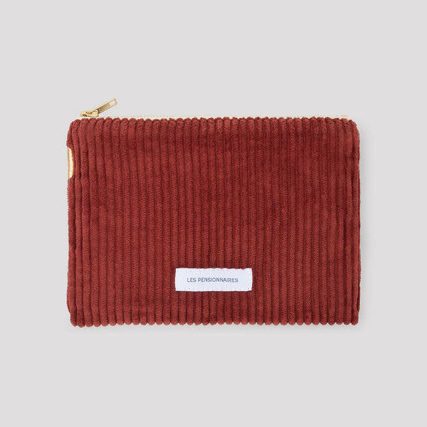 LES PENSIONNAIRES Corduroy Small Pouch in Rust Red