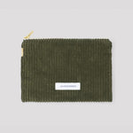 LES PENSIONNAIRES Corduroy Small Pouch Bag in Caper Green