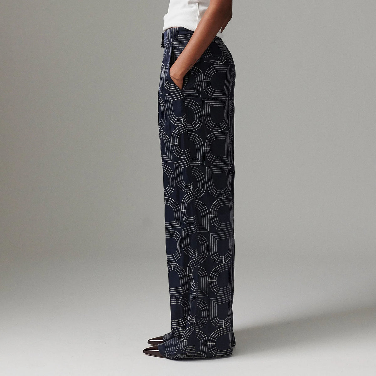 DAY BIRGER ET MIKKELSEN Phoebe Fluid Viscose Trousers in Dark Sapphire