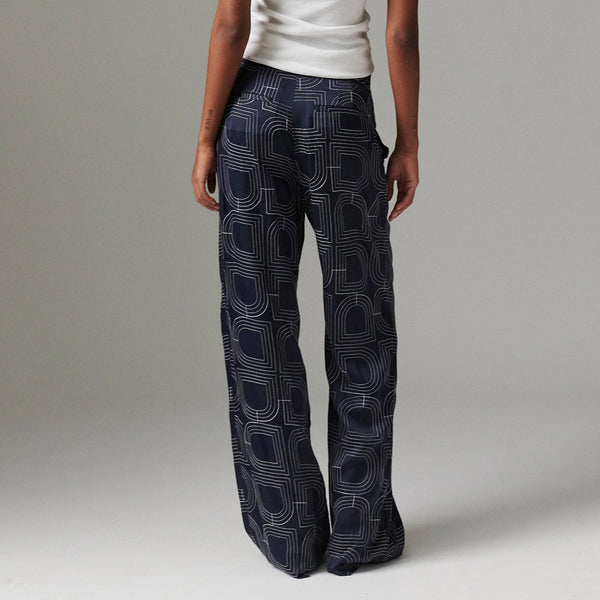 DAY BIRGER ET MIKKELSEN Phoebe Fluid Viscose Trousers in Dark Sapphire