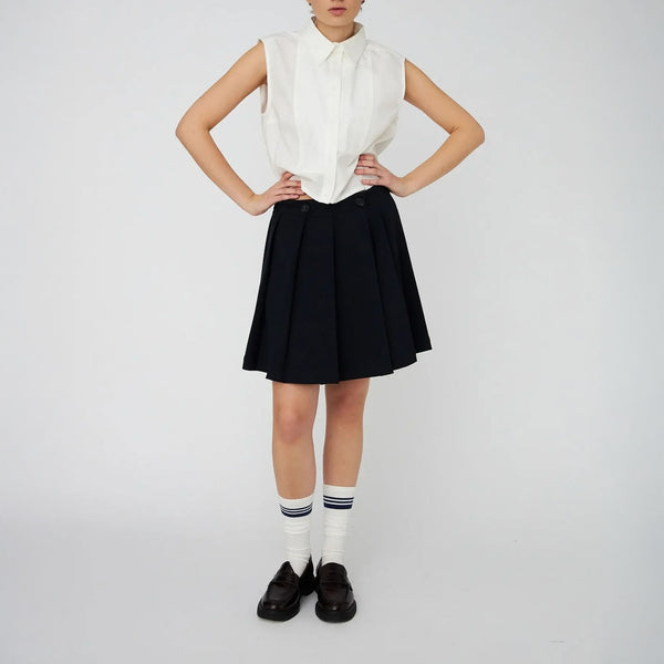 STELLA NOVA School Mini Plissé Skirt in Navy