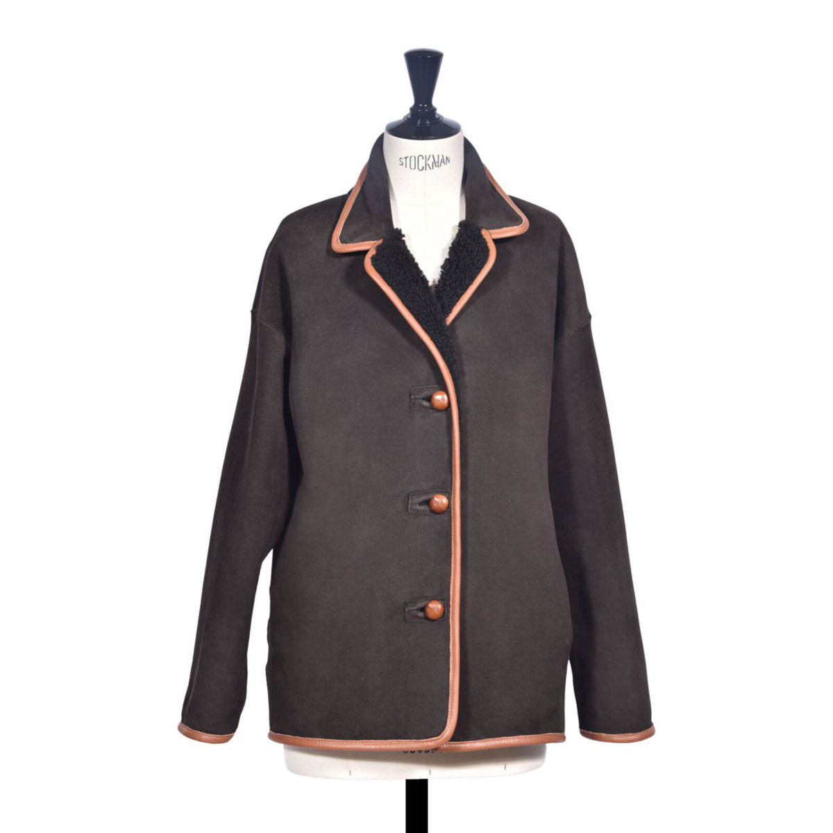 OWEN BARRY Porlock Reversible Sheepskin Jacket in Ebony/Brown