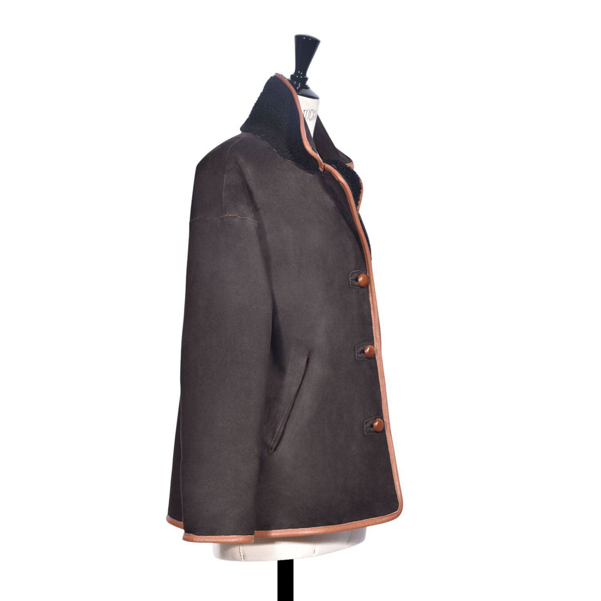 OWEN BARRY Porlock Reversible Sheepskin Jacket in Ebony/Brown