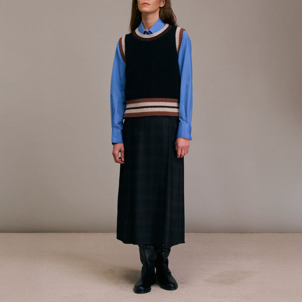 DIEGA Pumio Extra Fine Merino Tank Top in Navy