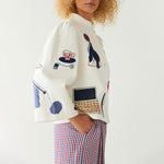 Quilted Handcrafted Circus Jacket in Creme