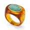 LUCAS JACK Oval Amazonite Resin Ring in Tortoiseshell/Amazonite