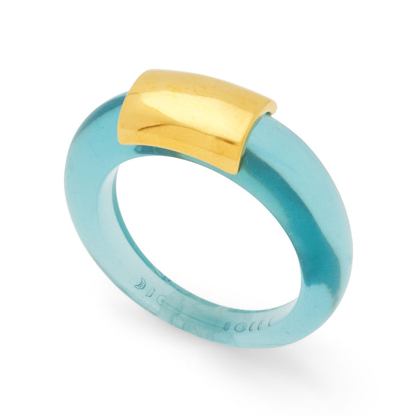 LUCAS JACK Resin Signet Ring in Deep Blue Sea/Gold