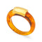 LUCAS JACK Resin Signet Ring in Tortoiseshell/Gold