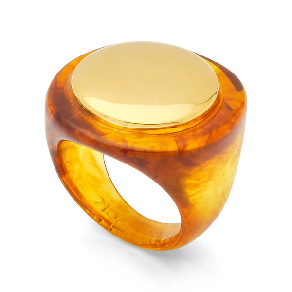 LUCAS JACK Circle Resin Ring in Tortoiseshell/Gold