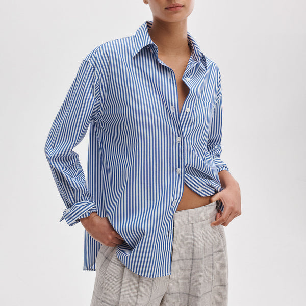 RAG & BONE Connie Stripe Shirt in Navy