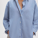 RAG & BONE Connie Stripe Shirt in Navy
