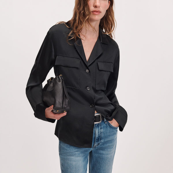 RAG & BONE Sonny Silk Blouse in Black