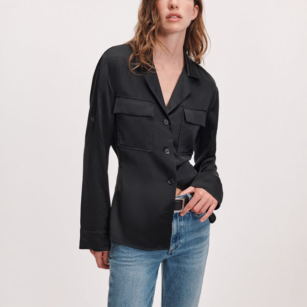 RAG & BONE Sonny Silk Blouse in Black
