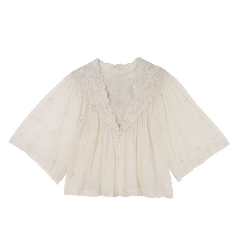 FAUNE Rae Bed Jacket  in Vintage White