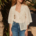 FAUNE Rae Bed Jacket  in Vintage White