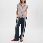 RAG & BONE Connie Stripe Shirt in Brown/Red Stripe