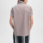 RAG & BONE Connie Stripe Shirt in Brown/Red Stripe