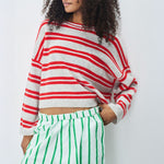 AMERICAN VINTAGE Raxow Jumper in Heather Grey Strawberry Stripes