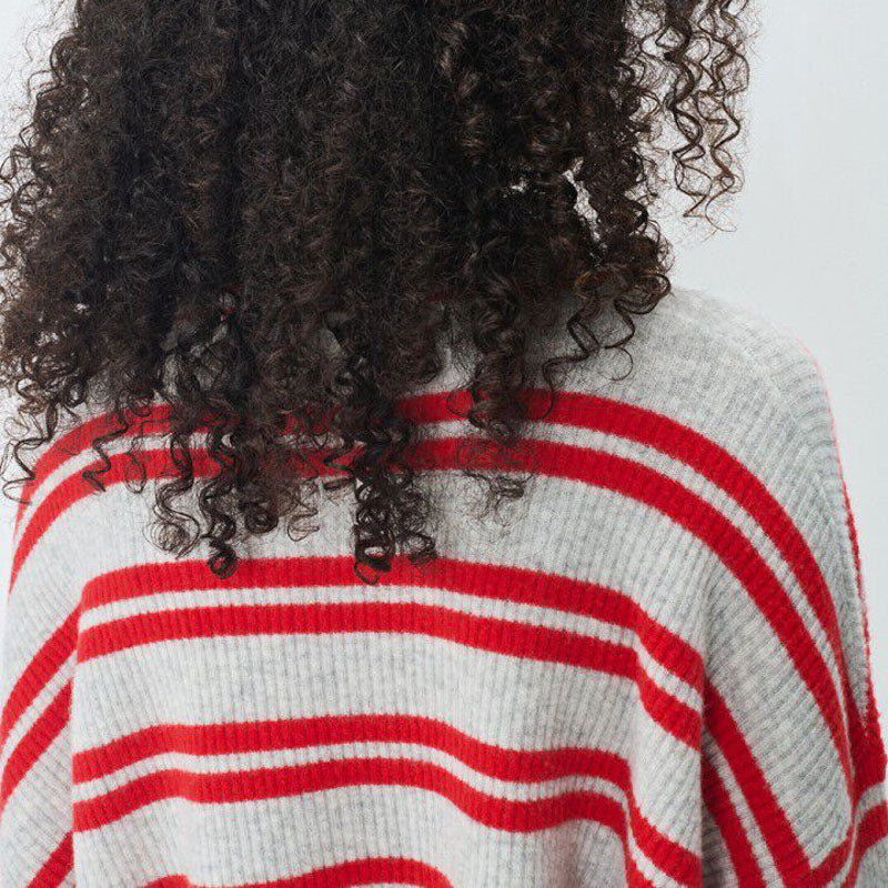 AMERICAN VINTAGE Raxow Jumper in Heather Grey Strawberry Stripes