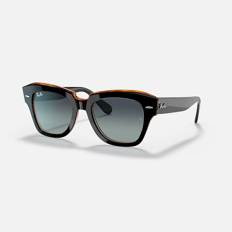 RAY-BAN State Street RB2186 Sunglasses in Polished Black/Brown/Grey/Blue Gradient