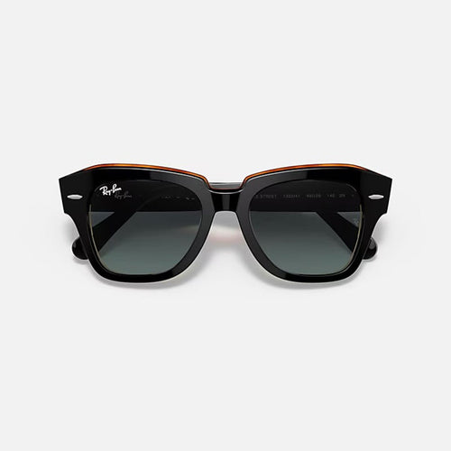 RAY-BAN State Street RB2186 Sunglasses in Polished Black/Brown/Grey/Blue Gradient