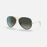 RAY-BAN Aviator Full Colour Legend RB3025JM Sunglasses in Polished Black/Gold/Grey